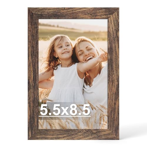 Hongkee 5.5x8.5 Diploma Frame with Real Glass Cover(Rustic Brown, 1 Pack) | 5.5 x 8.5 Wooden Photos Frame for Wall or Tabletop Display - Includes Easel Back, Vertical Hang - Ideal for Home, Office - color: Rustic Brown, size: 5.5X8.5 in