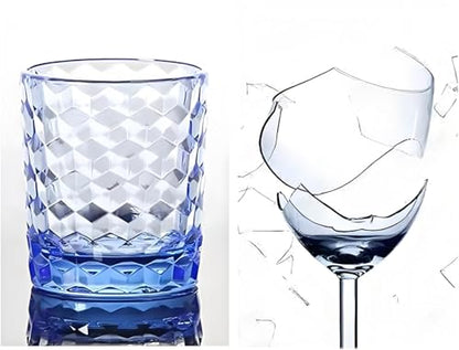 8 Oz Unbreakable Tritan Drinking Glasses Shatterproof Acrylic Glasses Drinkware BPA Free Hard Plastic Cups Reusable Kitchen Water Glasses Drinking Set of 6 (Blue) - color: Blue