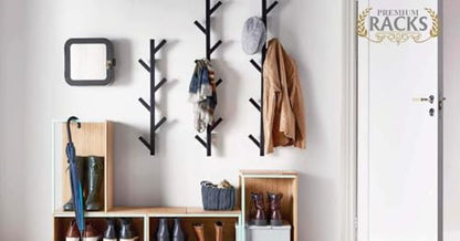 Coat Rack & Hat Rack - Modern Design - Wall Mounted - Stylish - (Black) - color: Black