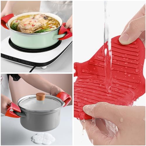 NEPAK 2 Pairs Oven Mitts Heat Resistant,Mini Silicone Oven Gloves,Pinch Grips Mitts Potholder for Kitchen Cooking & Baking (Red and Blue) - size: 2 Pairs