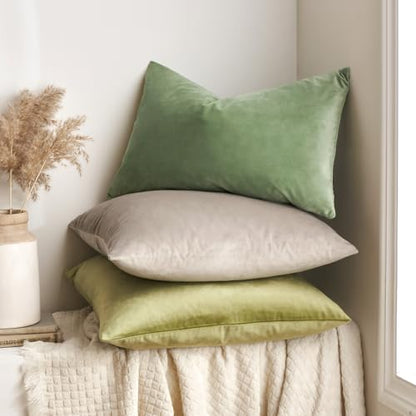 MIULEE Velvet Pillow Cover Soft Luxury Decorative Throw Pillow Cover Single Rectangle Cushion Case for Spring Couch Sofa Bedroom Car Decor,12x20 Inch Sage Green | Soft Luxury Decorative Throw Pillow Cover, Single Rectangle Cushion Case, Home Decor for Cha