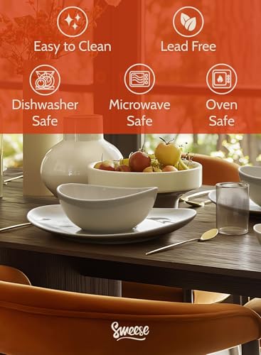 Sweese Porcelain Bowl Set - Serving, Prep, Salad, Dishwasher Microwave Safe, 10/18/28/42 oz, White Grey - color: White Grey