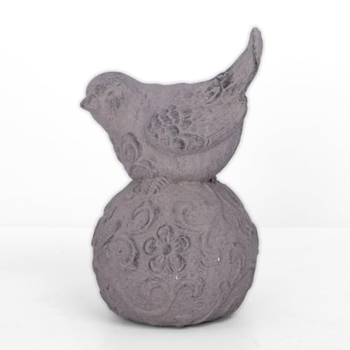 Bird Figurine with Design on Ball Pedestal for Outdoor, Small Decorative Washed Finish Bird Sculpture for Lawn, Patio Yard Lawn Ornament for Home Decor Items: 6.25"x6.50"x10.50"H, 6.50"x6.25"x10.50"H - size: 6.25"x6.50"x10.50"H