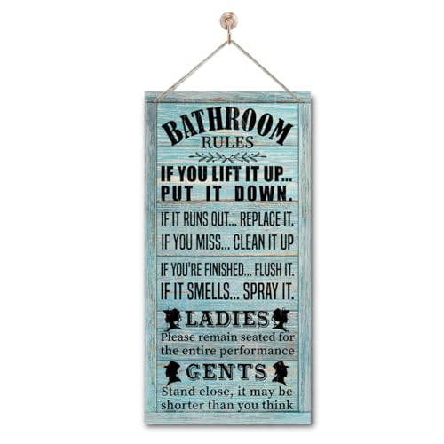 Rustic Western Bathroom Decor - Funny Wall Signs, Farmhouse Country Rules Wall Decor C1 - color: Indigo