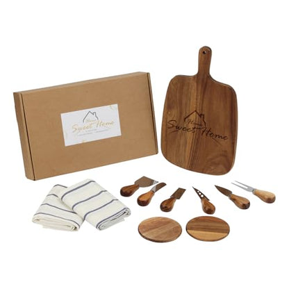 House Warming Gifts New Home, New House Housewarming Gifts, Unique Housewarming Gift Baskets for New House, First Home Gift, Home Sweet Home Serving Board Coasters for New Home Couple (Brown-Wood) - color: Brown-wood