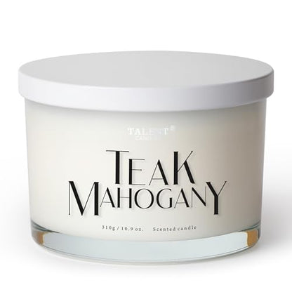 Scented Candle, Talent Candles for Home Scented, 3 Wicks Soy Candles, Candle Gifts for Women & Men, Contemporary Jar Candles, 25 hrs Burn, 10.9oz Teak Mahogany, TCGG8100A