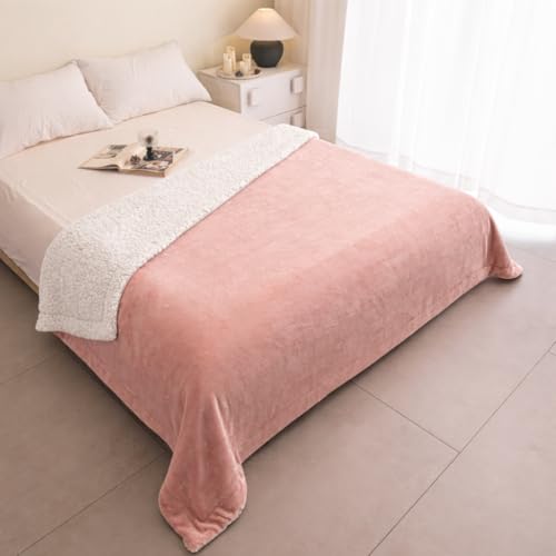 K.Garden Sherpa Fleece Throw Blanket for Couch Sofa, Super Soft Cozy Fuzzy Plush Blankets Fleece Thick Warm Blanket for Winter Reversible Thick Warm Blanket for Bed, Sofa,Pink 5060 - color: Pink 23, size: Throw (50" x 60")