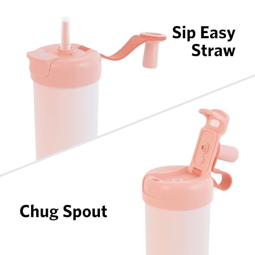 Glad Sip & Chug Insulated Water Bottle - Skinny Stainless Steel Tumbler with Straw and Chug Lid - Leak Resistant Double Walled Metal for Hot and Cold Drinks, 23oz, Rust - color: Rust