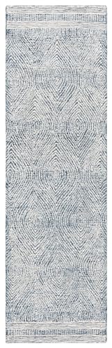 SAFAVIEH Abstract Collection Area Rug - 2'3" x 6' Runner, Ivory & Navy, Handmade Wool, Ideal for Living Room, Hallway, Foyer, Entryway, Bedroom (ABT340N) - color: Ivory/Navy, size: 2'3" x 6' (Runner)