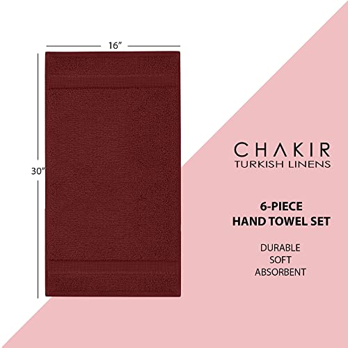 Chakir Turkish Linens | Hotel & Spa Quality 100% Cotton Premium Turkish Towels | Soft & Absorbent (6-Piece Hand Towels, Cranberry) - color: Cranberry
