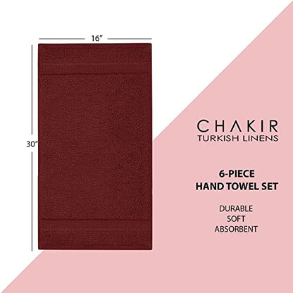 Chakir Turkish Linens | Hotel & Spa Quality 100% Cotton Premium Turkish Towels | Soft & Absorbent (6-Piece Hand Towels, Cranberry) - color: Cranberry