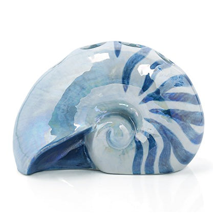 Ocean Conch Sea Shell Ceramic Bathroom Accessories Set of 4,1 Gargle Cups 1 Toothbrush Holders 1 Soap Dishes 1 Soap Dispenser (Blue) - color: Blue