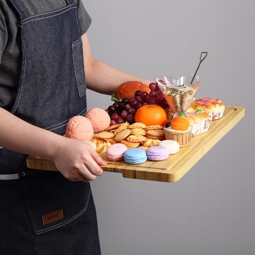 Large Cutting Board for Kitchen, 20 x 14 Inch Bamboo Wood Butcher Chooping Board with Juice Groove, Reversible Cheese Board Charcuterie Serving Tray - color: Natural, size: 20"L x 14"W