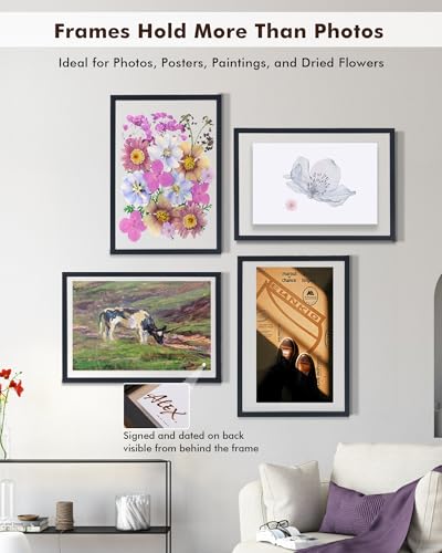 DLQuarts 13x19 Floating Picture Frame for 11x17/11x14 Photos, 2-Pack Solid Wood Double Plexiglass Wall Art Frames, Any Size Photo up to 13x19 Display, Black - color: Charcoal Black, size: 13x19
