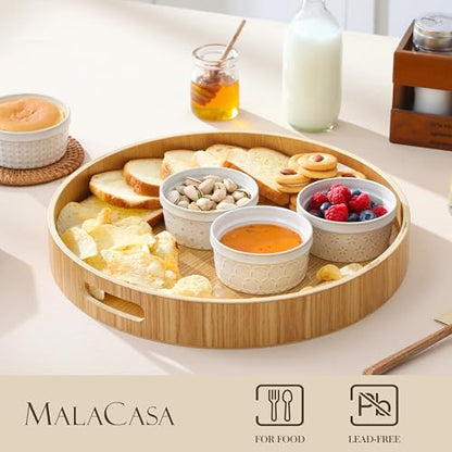 MALACASA Ramekins 4 Oz Oven Safe, Ceramic Creme Brulee Set of 4, Arctic White - size: 4 oz