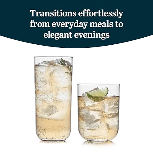 Polaris Axis Tumbler & Rocks Drinking Glasses Set of 16, Glass Cups | 17.75 oz and 15 oz Capacities for Water, Juice, Cocktails, and More with Dishwasher-Safe Convenience for Easy Cleanup - color: 02 - Polaris Axis