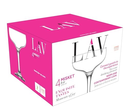 LAV Small Champagne Coupe Cocktail Glasses Set of 4 - Margarita, Martini, Wine, Cute Vintage Glassware - 7.9 oz - Elegant Classy Birthday, Bachelorette Party Gift, Bride, Champagne Tower, Home, Bar - style: Coupe Glasses