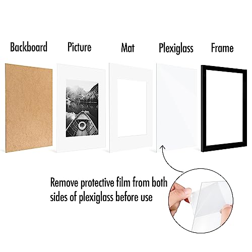 Americanflat 9x12 Picture Frame 2-Pack - Matted to 6x8 - Black | Slim Molding construction, Polished plexiglass front, wall or tabletop display with included easel, sawtooth hangers included - color: Black, size: 9x12