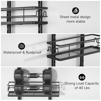 3 Tier Hanging Shower Head Caddy, Adjustable Hanging Shower Caddy Over Showerhead, No Drilling Handing Racks Rustproof for Bathroom Shampoo Soap Storage - style: 3 Tier