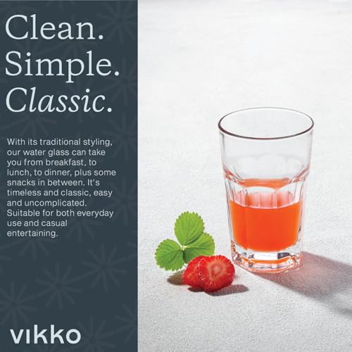Vikko Drinking Glasses, 11.5 Ounce Glass Cups, Durable Glasses Drinking Set of 6, Stackable Water Glasses, Highball Glasses, Heavy Base Tumblers & Water Glasses, Dishwasher Safe Cups for Kitchen - style: 11.5 Ounce- Set of 6
