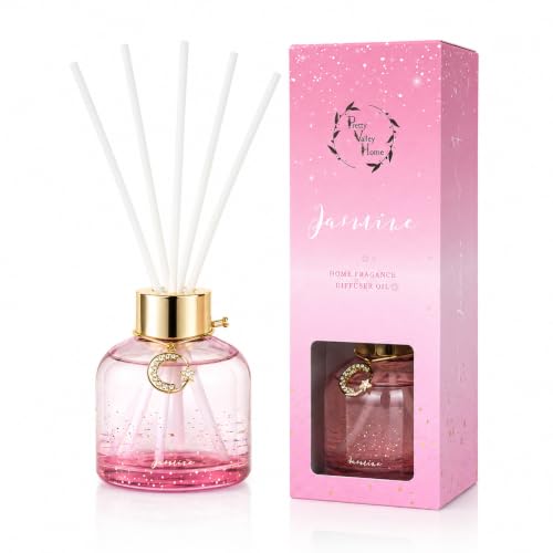 Reed Diffuser Set, Pretty Valley Home Diffuser 80Ml / 2.7 fl OZ Gift Box - Includes Reed Diffuser Sticks, Long Lasting Fragrance Oil and Glass Bottle for Office Living Room Decor (Jasmine) - color: 4.jasmine