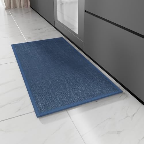Hargiis Kitchen Rug, Rubber Non Slip Kitchen Rugs Washable, Absorbent Runner Mat for Floor, Machine Washable Standing Mats for in Front of Sink, Door, Laundry, Entryway (Navy Blue, 30" × 17.3") - color: Navy Blue, size: 30" x 17.3"