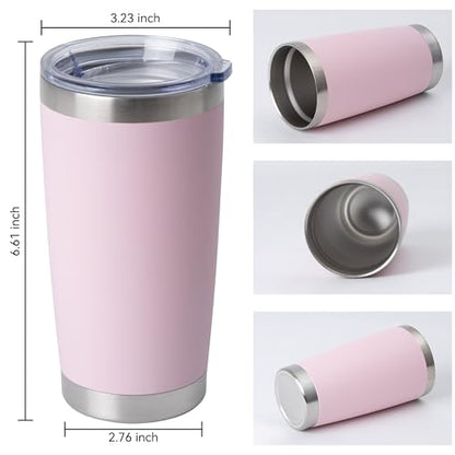 HASLE OUTFITTERS 20oz Stainless Steel Tumblers Bulk, Insulated Travel Cup with Lid, Double Wall Vacuum Coffee Mug for Cold & Hot Drinks 1 Pack, Light Pink - color: Light Pink-A, size: 1 Count (Pack of 1)