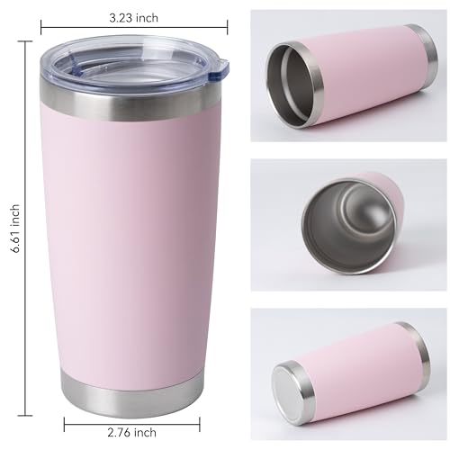 HASLE OUTFITTERS 20oz Stainless Steel Tumblers Bulk, Insulated Travel Cup with Lid, Double Wall Vacuum Coffee Mug for Cold & Hot Drinks 4 Pack, Light Pink - color: Light Pink-A, size: 4 Count (Pack of 1)