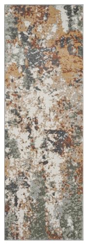 Keen Home Design Abstract Non-Shedding Runner Rug, Soft Thick Pile, 2x8 | Polypropylene High Pile, Jute Back; Ideal For Hallway, Bedside, Home Office - color: Skies Green, size: 2'8" x 7'7" (Runner)