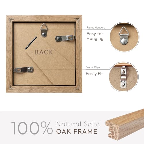 4x4 Picture Frame, Solid Oak Wood 4x4 Photo Frames | 4 x 4 Natural Oak Frame, Wall and Tabletop Display, Natural finish, Set of 2 - color: Natural Oak, size: 4x4 in - 1P