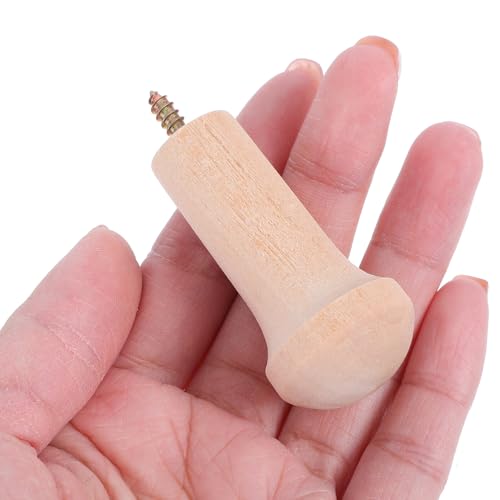 12pcs Unfinished Wood Wall Hooks with Screws, Wooden Peg Rail Hooks for Hanging Coats Hats Towels, 26x52mm Screw-on Shaker Pegs for Home Organization