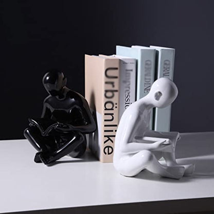 Bookends Creative 1 Pair Figure Reading Bookends Nordic Ceramics Book Support Ends for Shelves Home Office Desktop Decor Bookend Reading Bookshelf Decor