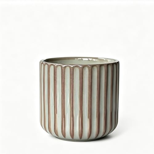 Japanese Ceramic Mug, Vintage Tea Cup 6oz Striped Cup No Handle Drinking Cup for Latte Milk Water Beverage Juice Microwave and Dishwasher Safe, Kiln Transformation Cup (Vintage Greenish Gray) - color: Vintage Greenish Gray