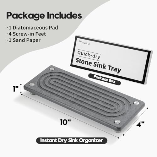 Water Absorbing Stone Sink Caddy Kitchen Sink Organizer Tray, Diatomite Bathroom Counter Tray, Faucet Drying Mat Coaster Soap Dish Rack Riser Dispenser Sponge Holder, Charcoal 10" x 4" - color: 10"x 4" - Charcoal