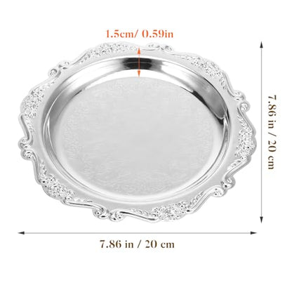 Luxshiny 2 Pcs Elegant Iron Serving Tray Decorative Dessert Serving Platter for Snacks Fruit Jewelry Display Party Wedding Home Table Decor