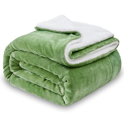 Sherpa Fleece Throw Blanket, Sage Green, 50x60 inches | Double-Sided Super Soft Luxurious Plush Blanket Throw Size - color: Sage Green, size: 50"×60"