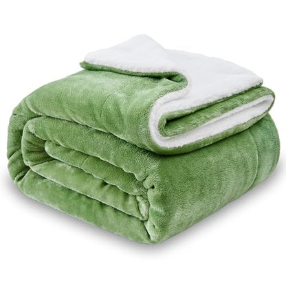 Sherpa Fleece Throw Blanket, Sage Green, 50x60 inches | Double-Sided Super Soft Luxurious Plush Blanket Throw Size - color: Sage Green, size: 50"×60"
