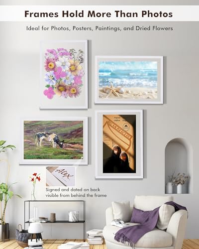 DLQuarts 18x24 Floating Picture Frame for 16x20/13x19/12x18/11x14 Photos, 2-Pack Solid Wood Double Plexiglass Wall Art Frames, Any Size Photo up to 18x24 Display, White - color: Chalk White, size: 18x24