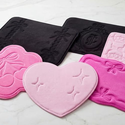 Juicy Couture Quilted Memory Foam Bath Mat, 24" x 26" Heart Shaped Pink Skid-Resistant Bath Rug - color: Shaped Heart Pink, size: 2' x 2'2" (Heart)