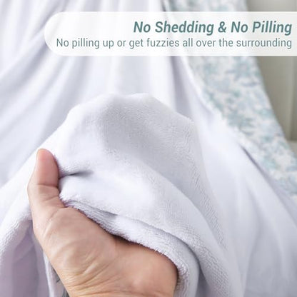 Viviland Cotton Muslin Blanket Reversible Fleece Blanket Lightweight Breathable Gauze Queen Size 90 x 90 Inches, Green Narcissus - color: Green Narcissus, size: Queen Size (90 X 90 Inches)