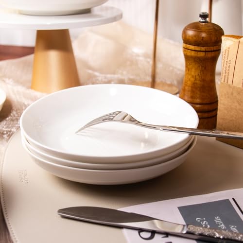 Anveena 7-inch Ceramic Plate Set, White Salad Bowl 6-piece Set | Microwave, oven, and dishwasher safe; scratch-resistant and stain-proof - color: pure white, size: 7inch