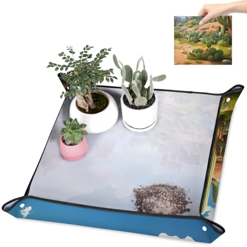 Repotting Mat for Indoor Plants Cactus Landscape Waterproof Potting Mat for Mess-Free Gardening, Foldable & Portable Planting Mat, Gardening Gifts & Bonsai Tools - color: Cactus Landscape, size: 19.7x19.7"