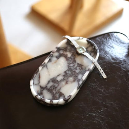 100% Natural Calaccata Viola Marble Tray, 10" x 5" Oval Tray | Luxury Calacatta Marble Vanity Tray, Small Hand Towel Tray Holder Organizer, Makeup Holder for Bathroom Kitchen Counter - color: Viola-oval-10"x5"x0.7"