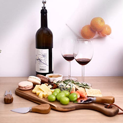 hecef Upgrade Bigger Cheese Board set of 4, a Acacia Wood Cheese Plate and 4 Pcs Knives, Charcuterie Platter Serving Tray for Appetizers, Feast, Housewarming, Cheese Serving - size: Large