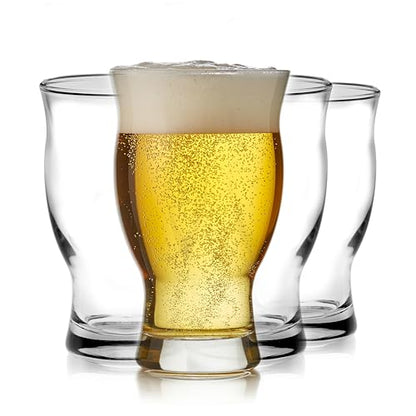Libbey Craft Brews Nucleated Pint Beer Glasses, Dishwasher Safe Pint Glasses Set of 4 for Light Beers, Stouts, Laser Etching Nucleated Beer Glasses - color: Nucleated Pint 4