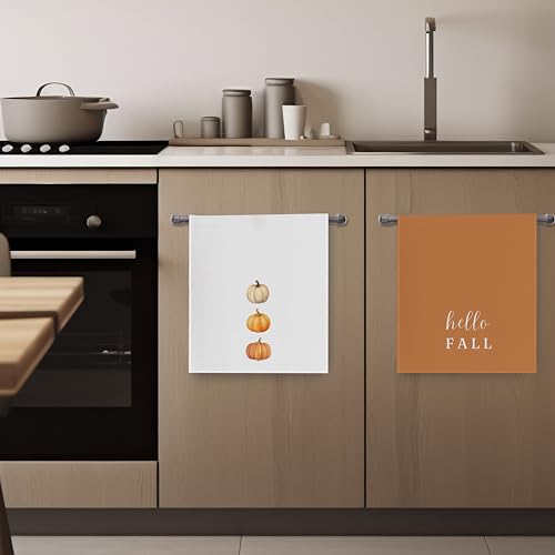 Fall Pumpkin Dish Towels Set - Fall Pumpkin Gifts Waffle Weave Kitchen Towels, Fall Pumpkin Gifts Hand Tea Towels, Fall Bathroom Kitchen Decor (16×24 Inches Set of 2) - color: Fall-1