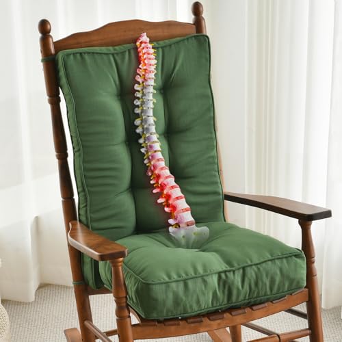 SUNROX Memory Foam Jumbo Rocking Chair Cushions, FadeShield Water Resistant Non Slip Durable Tufted Pads, Set of Seat & Back Cushion with Ties for Indoor/Outdoor Rocker, 2 Piece, Army Green - color: Army Green