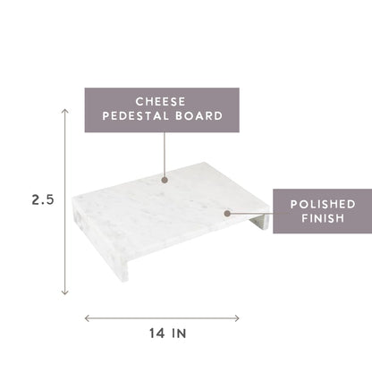 Santa Barbara Design Studio Waterfall Marble Tray - Elegant Table Display Riser Charcuterie Cheese Board Footed Stand, 14" x 10", White
