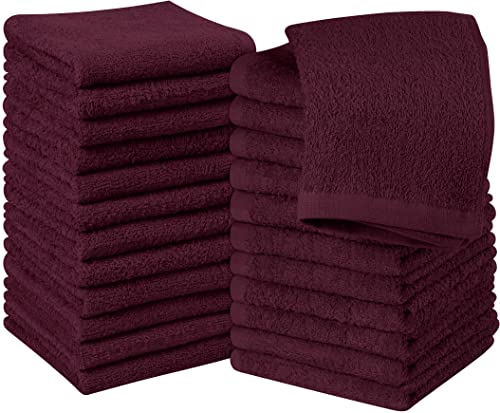 Utopia Towels 24 Pack Washcloths, 12x12 in, 100% Cotton, Burgundy | Premium 100% Ring Spun Cotton Face Cloths Absorbent, Fast Drying Soft Feel Fingertip Towels for Daily Use - color: Burgundy