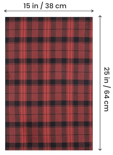 Utopia Towels Red & Black Dish Towels [12 Pack - 15 x 25 Inc] 100% Cotton | Highly Absorbent & Reusable Cleaning Bar, Tea, Kitchen and Dishcloths Set - 200 GSM - color: Red & Black